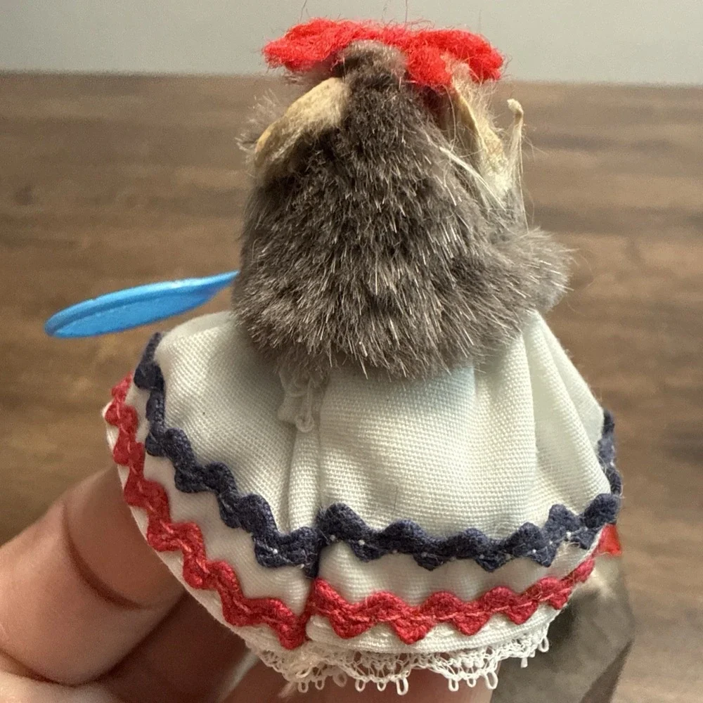 Vintage W Germany Original Fur Toy Mice Lot Tennis Racket & Southern Belle Mouse